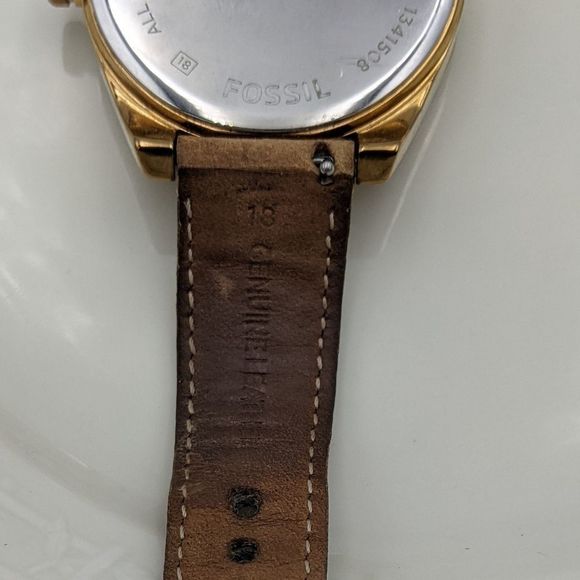 Fossil Watch Pink Face Crystal Circle Leather Band - Picture 8 of 11